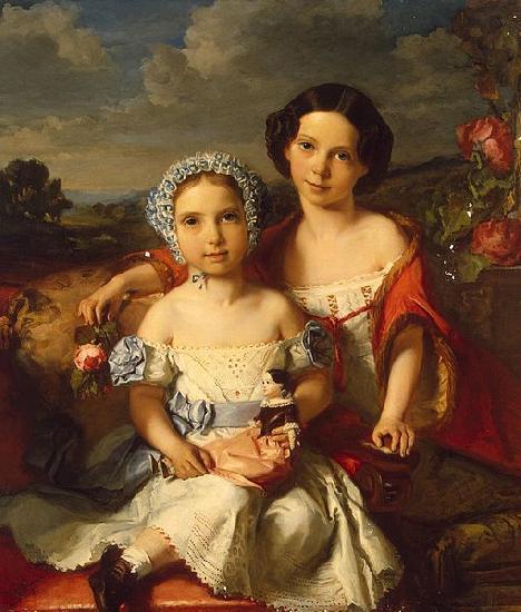 Vital Jean De Gronckel Portrait of Two Children oil painting image